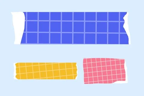 A Set of Grid Pattern Washi Tapes with Torn and Rough Edges for Craft and D.. Stock Illustration