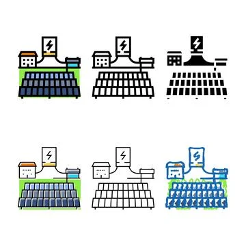 Set off grid solar panel color icon vector Ilustración de archivo