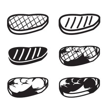 Set of grilled meat vector icon Stock Illustration