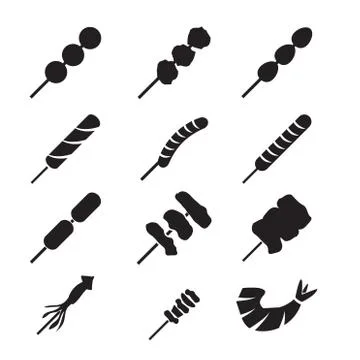 Set grilled menu icon Stock Illustration