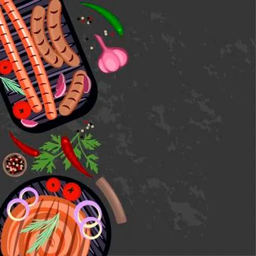 Set of Grilled sausages Stock Illustration