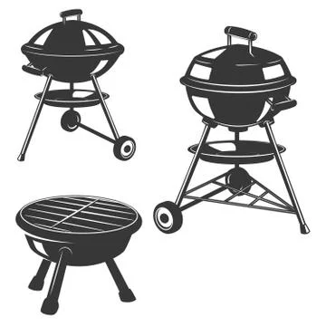 Set of the grills isolated on white background. Design elements for restauran Ilustración de archivo