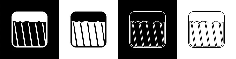Set Ground icon isolated on black and white background.  Vector 库存插图