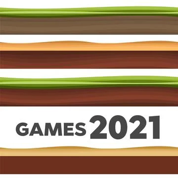 Set of ground surfaces. Rock and water cartoon game texture Stock Illustration