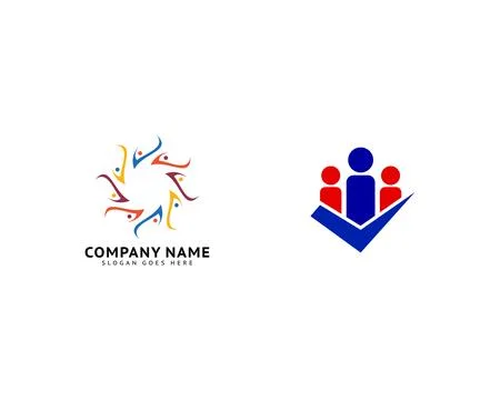 Set of Group people check logo design vector template Stock Illustration