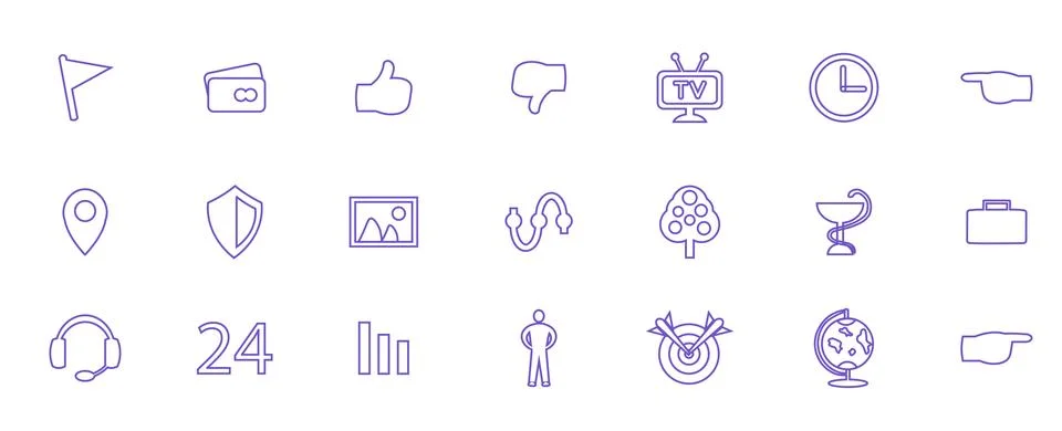 Set, a group of vector illustrations of blue web icons Stock Illustration
