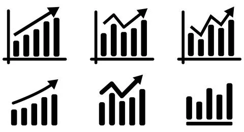 Set of growing bar graph icon Stock Illustration
