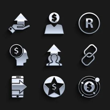 Set Growth chart and progress in people crowd, Star dollar, Target with symbo Stock Illustration