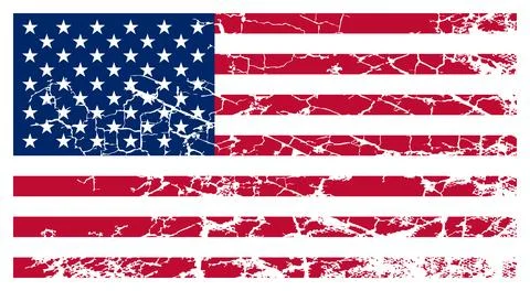 Set of grunge American flags with different vintage textures vector Stock Illustration