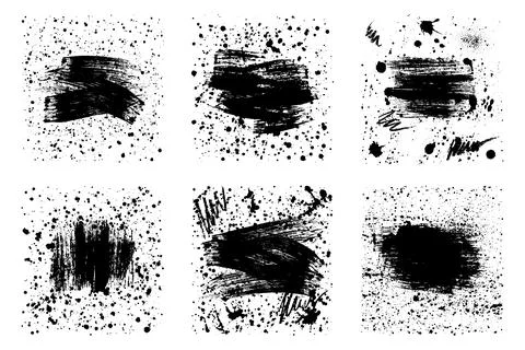 Set of grunge backgrounds with splash ink paint, brush stroke, blots. Vector  스톡 일러스트