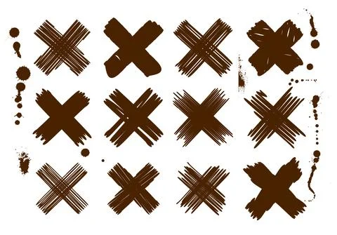 Set of grunge black abstract vector crosses Stock Illustration