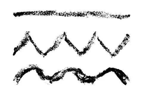 Set of grunge black chalk texture stripe brush on white background Stock Illustration