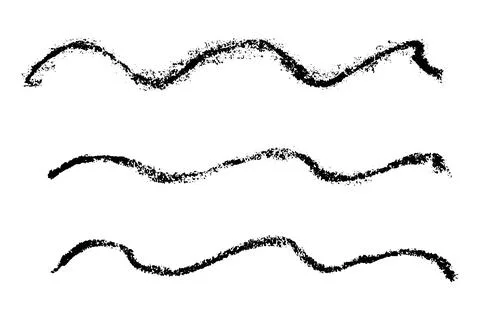 Set of grunge black chalk texture as curve stripe brush on white background Stock Illustration