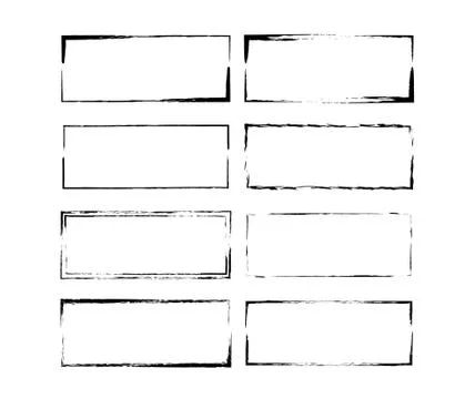 Set of grunge black frames. Borders collections. Collages elements on white b Stock Illustration