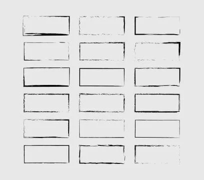 Set of grunge black frames. Borders collections. Collages elements on white b Stockillustratie