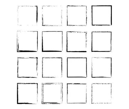 Set of grunge black frames. Borders collections. Collages elements on white b Stock Illustration