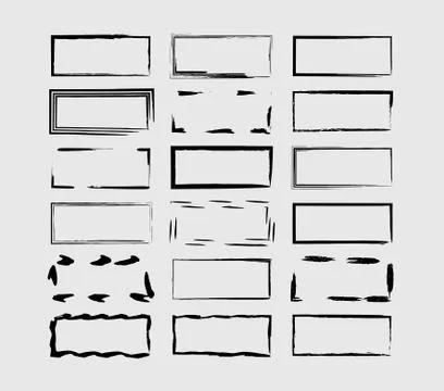 Set of grunge black frames. Borders collections. Collages elements on white b 库存插图