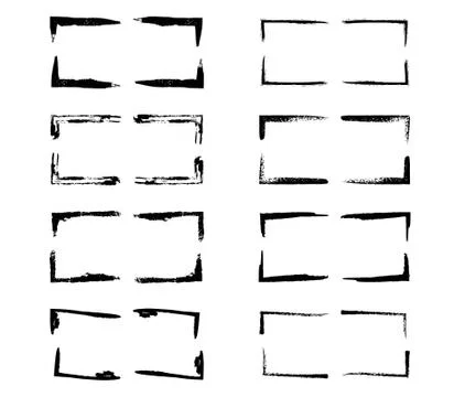 Set of grunge black frames. Collages elements on white background. Vector ill Stock Illustration