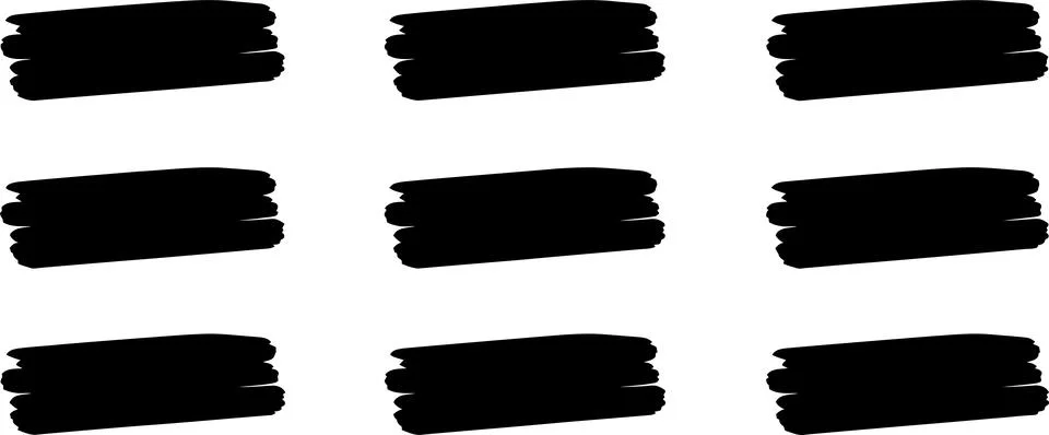 Set of Grunge Brush Stroke Rectangle Ink Paint Texture Banner Vector Stock Illustration