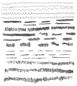 Set of grunge brushes. Set of vector grunge brushes. Abstract hand drawn i... 写真素材