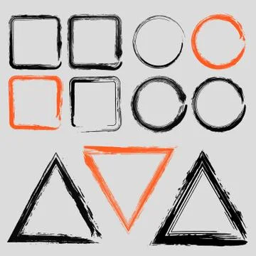 Set of grunge charcoal frames of different shapes vector Stock Illustration