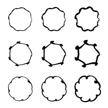 Set of grunge circles. Rounds scribble line circles. Doodle circles for design Stock Illustration