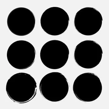 Set of grunge circles. Vector grunge round shapes. Stock Illustration