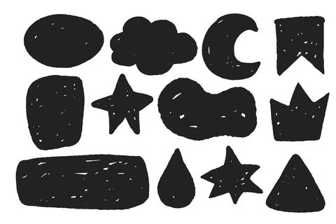 Set grunge comic elements text bloxes, speech bubble, stars, clous, moon jagged イラスト素材