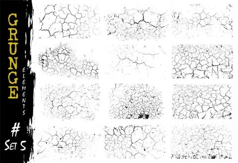 Set of grunge design crack texture background . Elements vector . Stock Illustration