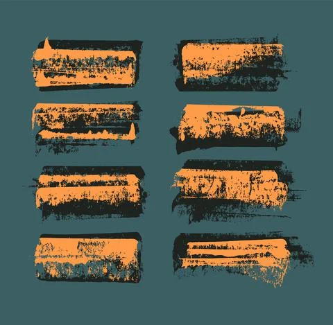 Set of grunge design elements and painting brushes. vector illustration. Stock Illustration