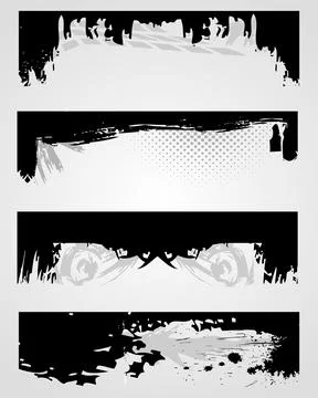 Set of grunge edges border elements. Template banner in black color. Jpeg Stock Illustration