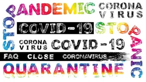 Set of grunge effect words of coronavirus theme, vector EPS10 Stock Illustration