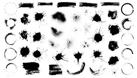 Set of grunge element, splash, blots, spray, stroke, round, etc. Vector illus Stock Illustration