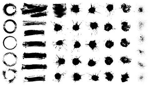 Set of grunge element, splash, blots, spray, stroke, round, etc. Vector illus Stock Illustration