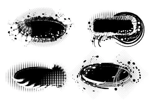 Set of grunge elements Paint stains black background, Grunge Design Element, Stock Illustration