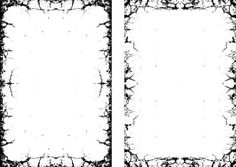 A set of grunge frames with black and white designs illustrations Stock Illustration