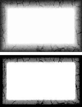 A set of grunge frames with black and white designs illustrations Stock Illustration