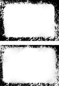 Set of grunge frames, black and white rectangle shape grunge  frames set Stock Illustration