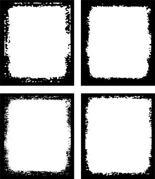 Set of grunge frames, a black grunge photo frame of a square border Stock Illustration