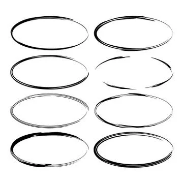 Set of grunge frames. Empty circlular borders isolated. Vector illustration. Stock Illustration