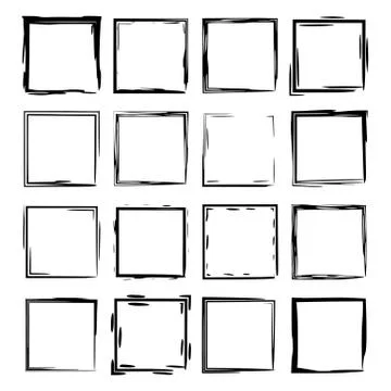 Set of  grunge frames. Geometric empty  borders. Vector illustration. Stock Illustration