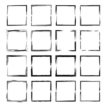 Set of  grunge frames. Geometric empty  borders. Vector illustration. Stock Illustration