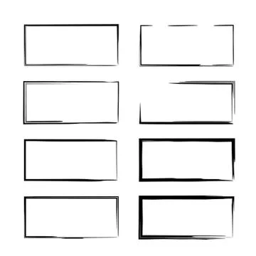 Set of  grunge frames. Geometric empty  borders. Vector illustration. Illustrazione stock