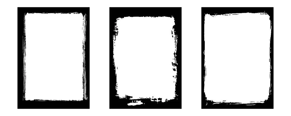 Set of grunge frames for photo collage. Template with brush stroke.  Rectan.. Stock Illustration