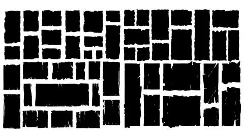 Set of grunge jagged rectangle shape black and white. Rough vector illustra.. 스톡 일러스트
