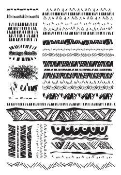 Set of grunge lines borders background doodles elements for design Stock Illustration