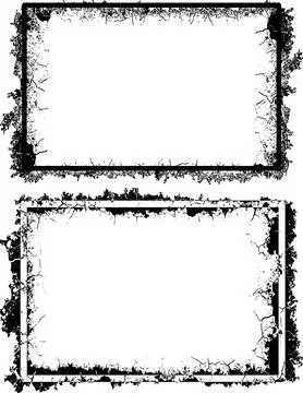 Set of  Grunge Photo Frames, Black and white grunge frame vector Stock Illustration