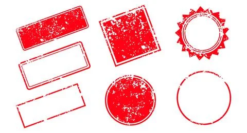 Set of grunge postage stamps in square and rectangular shapes with vintage Stock Illustration