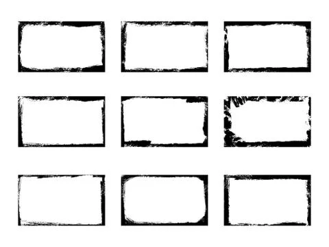 Set of grunge rectangle borders and frames, vector vintage illustration Stock Illustration