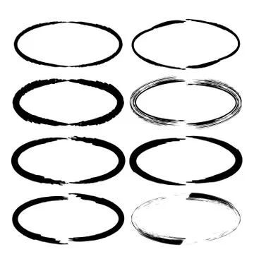 Set of grunge round frames. Brush strokes borders. Vector illustration. Stock Illustration